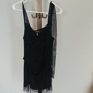 Aqua Black Mesh Dress with Sparkle Detail Womens S ....With Belt/Sash